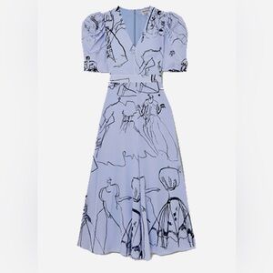 ALEXANDER MCQUEEN Crepe De Chine Midi Dress In Lilac-white